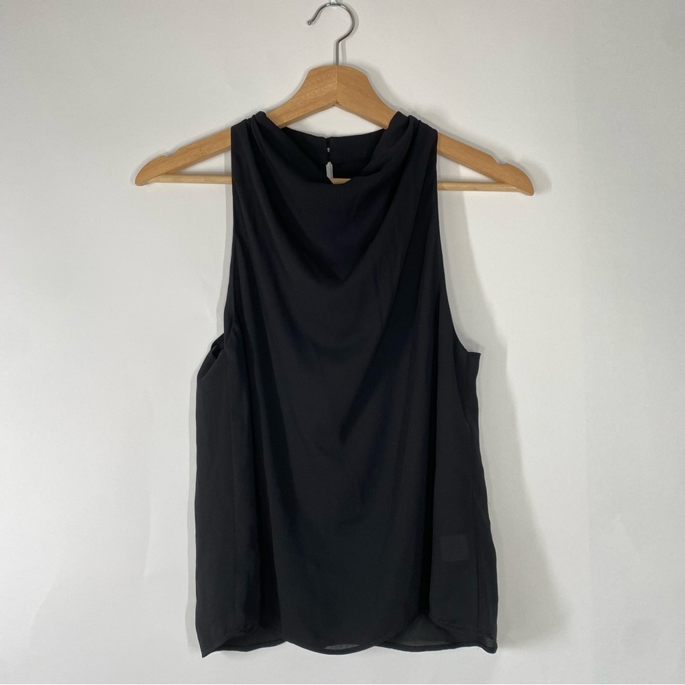 Krisa Black Draped Neck Sleeveless Top. Size XS
